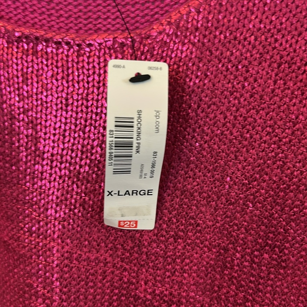 NWT Worthington Size XL Women’s Pink Metallic Short Sleeve Sweater - Picture 3 of 6